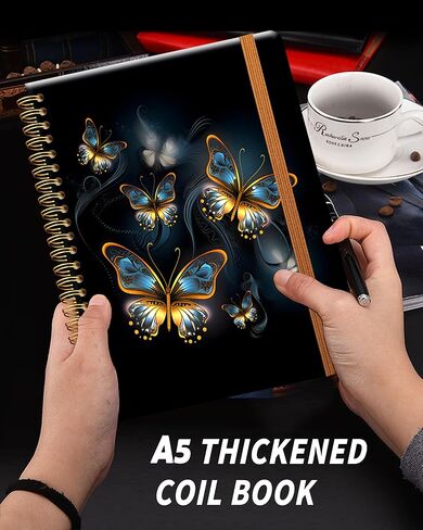 Ruled Spiral Writing Notebook,A5 Hardcover Lined College Journal for Women Lady Girl,Strong Twin-Wire Binding with Premium Paper,8.4" X 6",Perfect for School,Office,Home Gifts(Pretty Cute Unicorn) in Kuwait