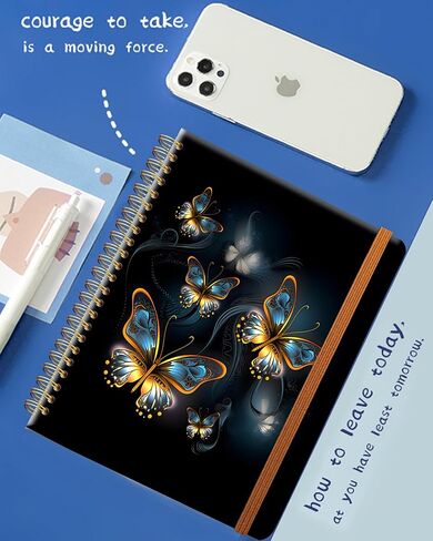 Ruled Spiral Writing Notebook,A5 Hardcover Lined College Journal for Women Lady Girl,Strong Twin-Wire Binding with Premium Paper,8.4" X 6",Perfect for School,Office,Home Gifts(Pretty Cute Unicorn) in Kuwait