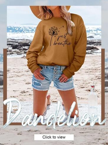 OUNAR إمرأة فقط تنفس الهندباء البلوز عادية Crewneck فضفاض البلوز القمم كم طويل تي شيرتات ورق الرسم البياني in Kuwait