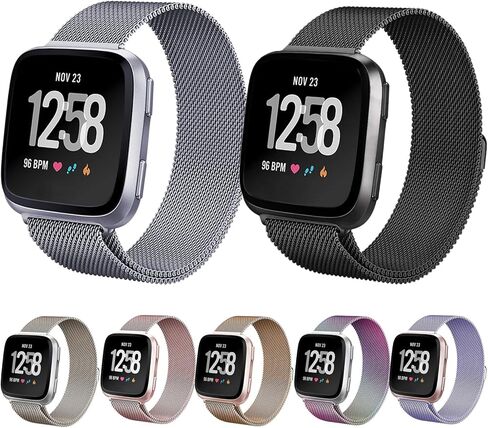 سوار معدني مخروطي متوافق مع سوار Fitbit Versa 2، حلقة شبكية من الفولاذ المقاوم للصدأ، حزام بديل قابل للتعديل لـ Fitbit Versa 2/Fitbit Versa/Versa Lite لتتبع اللياقة البدنية (كبير، صغير) in Saudi Arabia