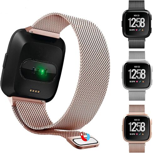 سوار معدني مخروطي متوافق مع سوار Fitbit Versa 2، حلقة شبكية من الفولاذ المقاوم للصدأ، حزام بديل قابل للتعديل لـ Fitbit Versa 2/Fitbit Versa/Versa Lite لتتبع اللياقة البدنية (كبير، صغير) in Saudi Arabia
