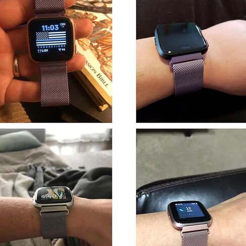 سوار معدني مخروطي متوافق مع سوار Fitbit Versa 2، حلقة شبكية من الفولاذ المقاوم للصدأ، حزام بديل قابل للتعديل لـ Fitbit Versa 2/Fitbit Versa/Versa Lite لتتبع اللياقة البدنية (كبير، صغير) in Saudi Arabia