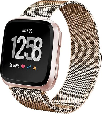 سوار معدني مخروطي متوافق مع سوار Fitbit Versa 2، حلقة شبكية من الفولاذ المقاوم للصدأ، حزام بديل قابل للتعديل لـ Fitbit Versa 2/Fitbit Versa/Versa Lite لتتبع اللياقة البدنية (كبير، صغير) in Saudi Arabia