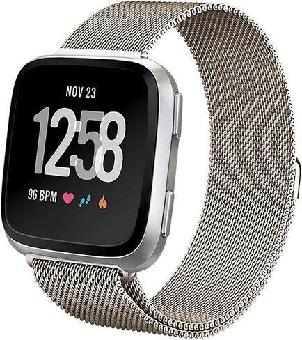 سوار معدني مخروطي متوافق مع سوار Fitbit Versa 2، حلقة شبكية من الفولاذ المقاوم للصدأ، حزام بديل قابل للتعديل لـ Fitbit Versa 2/Fitbit Versa/Versa Lite لتتبع اللياقة البدنية (كبير، صغير) in Saudi Arabia