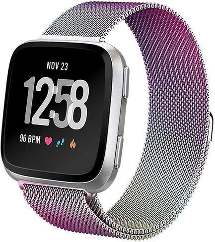 سوار معدني مخروطي متوافق مع سوار Fitbit Versa 2، حلقة شبكية من الفولاذ المقاوم للصدأ، حزام بديل قابل للتعديل لـ Fitbit Versa 2/Fitbit Versa/Versa Lite لتتبع اللياقة البدنية (كبير، صغير) in Saudi Arabia