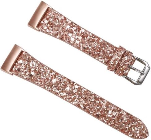 أحزمة Bling متوافقة مع Fitbit Charge 4/Charge 3/Charge 3 SE، حزام نسائي من الجلد اللامع اللامع متوافق مع أساور المعصم لتتبع اللياقة البدنية Fitbit Charge 3/Charge 4 in Kuwait