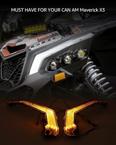 مجموعة إشارة الانعطاف A & UTV PRO X3 Fang Lights، الضوء الأبيض والأصفر الأمامي لملحقات Can-Am Maverick X3 XDS XRS Max Turbo R/Maverick Trail Sport Max، استبدال # OEM 715003673 in Kuwait