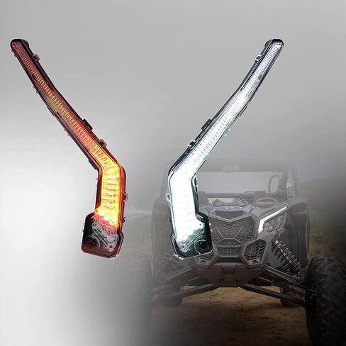 مجموعة إشارة الانعطاف A & UTV PRO X3 Fang Lights، الضوء الأبيض والأصفر الأمامي لملحقات Can-Am Maverick X3 XDS XRS Max Turbo R/Maverick Trail Sport Max، استبدال # OEM 715003673 in Kuwait