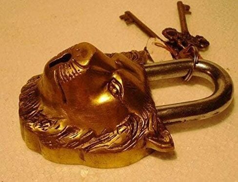 Brass Functional Padlock Collectible Golden Locks from Indian Accent (Lion Lock) in Saudi Arabia