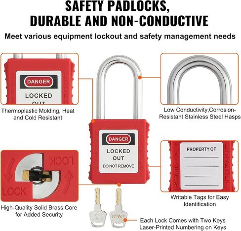 VEVOR Electrical Lockout Tagout Kit, 26 PCS Safety Loto Kit Includes Padlocks, Hasps, Tags, Nylon Ties, and Carrying Bag, Lockout Tagout Safety Tools for Industrial, Electric Power, Machinery in Saudi Arabia