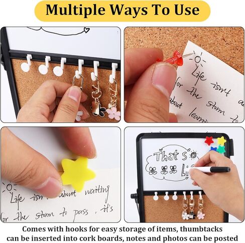 Small White Board & Cork Board Combination with Stand and Hook 12.2" X 9.06" Portable Black Aluminum Framed Magnetic Dry Erase Board Bulletin Cork Board Combo for Planning Memo Desk Home School Office in Saudi Arabia