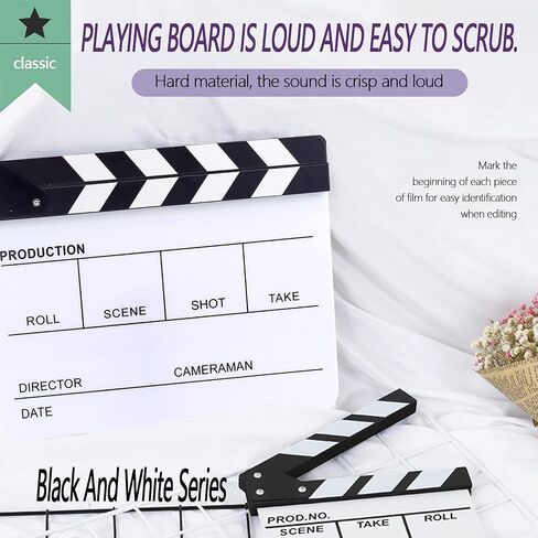 طقم لوح طلاء لمخرجي الأفلام من الأكريليك الأسود مقاس 10 × 12 بوصة من Swpeet، قطعة واحدة من ممحاة السبورة المغناطيسية، قطعة واحدة من مفتاح ربط سداسي M3 و5 قطع أقلام مسح جاف للمخرج لوحة طلاء كلابر in Saudi Arabia