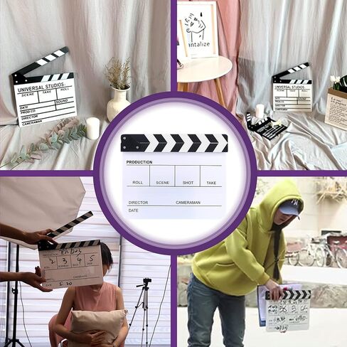 طقم لوح طلاء لمخرجي الأفلام من الأكريليك الأسود مقاس 10 × 12 بوصة من Swpeet، قطعة واحدة من ممحاة السبورة المغناطيسية، قطعة واحدة من مفتاح ربط سداسي M3 و5 قطع أقلام مسح جاف للمخرج لوحة طلاء كلابر in Saudi Arabia