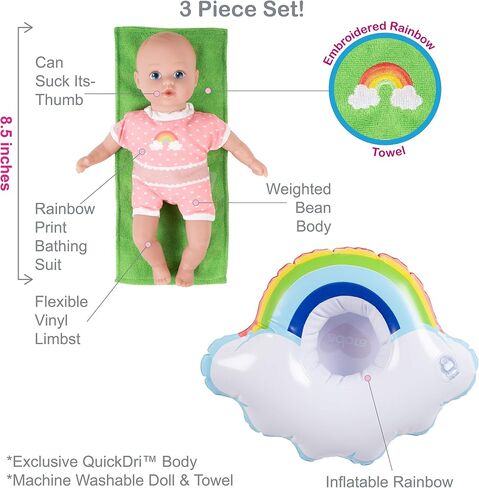 ADORA Splash Time Babies Collection, 8.5" Baby Doll with Sweet Baby Smell, Premium QuickDri Vinyl & Machine Washable, Includes Clothes & Accessories, Birthday Gift for Ages 3+ - Fresh Watermelon in Saudi Arabia