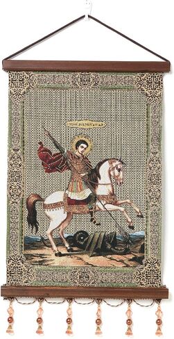 HZMAN St Michael Painting Retro Handmade Weave Wall Art Decor Holy Archangel Catholic Aesthetic Picture for Living Room Bedroom Wood Framed 17x12 inch in Saudi Arabia