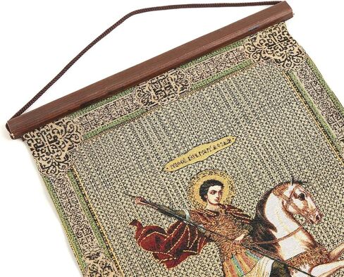 HZMAN St Michael Painting Retro Handmade Weave Wall Art Decor Holy Archangel Catholic Aesthetic Picture for Living Room Bedroom Wood Framed 17x12 inch in Saudi Arabia