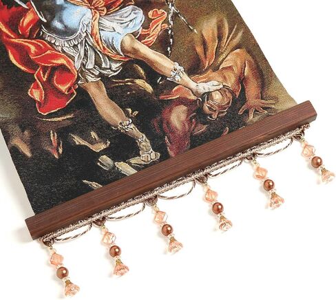 HZMAN St Michael Painting Retro Handmade Weave Wall Art Decor Holy Archangel Catholic Aesthetic Picture for Living Room Bedroom Wood Framed 17x12 inch in Saudi Arabia