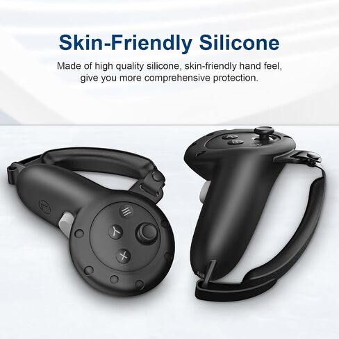 KUYS Controller Grips Cover Compatible with Oculus Quest 3 Accessories, Silicone Grip Cover Protector with Adjustable Knuckle Straps For Meta Controller Grips Cover (Black) in Saudi Arabia