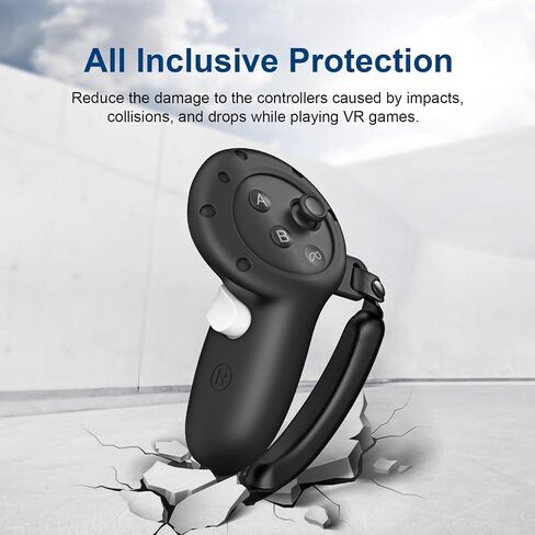 KUYS Controller Grips Cover Compatible with Oculus Quest 3 Accessories, Silicone Grip Cover Protector with Adjustable Knuckle Straps For Meta Controller Grips Cover (Black) in Saudi Arabia