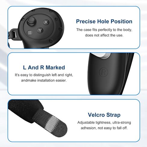 KUYS Controller Grips Cover Compatible with Oculus Quest 3 Accessories, Silicone Grip Cover Protector with Adjustable Knuckle Straps For Meta Controller Grips Cover (Black) in Saudi Arabia