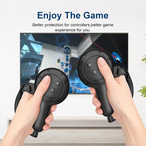 KUYS Controller Grips Cover Compatible with Oculus Quest 3 Accessories, Silicone Grip Cover Protector with Adjustable Knuckle Straps For Meta Controller Grips Cover (Black) in Saudi Arabia