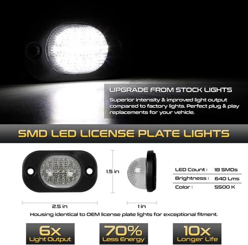 VIPMOTOZ Full LED License Plate Light Compatible With 2006-2011 Hyundai Accent 2001-2003 Elantra 2001-2006 Optima Chrome Housing Clear Lens Direct Replacement Left & Right Side Pair Set in Saudi Arabia
