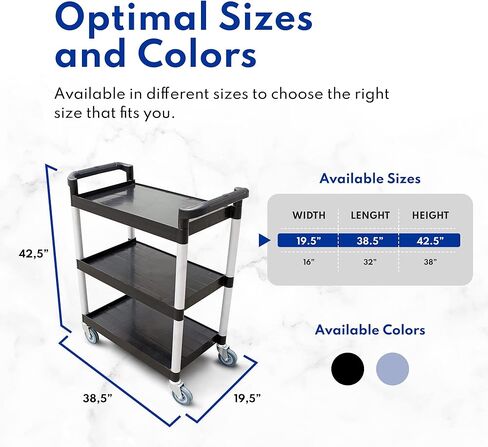 New Star Foodservice 54545 250-Pound Plastic 3-Tier Utility Bus Cart with Locking Casters, 32" x 16" x 38", Gray in Saudi Arabia