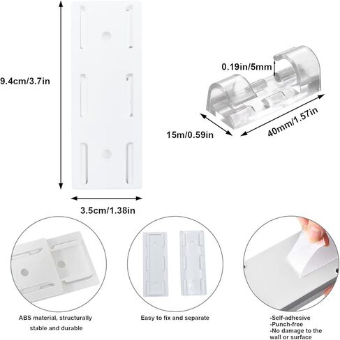 10 Pairs Adhesive Punch-Free Socket Holder, 10 Pcs Cable Clips Kit, Self Adhesive Power Strip Holder Fixator,Wall Mount-Space-Saving and Easy to Install for Remote Control Router Computer Power Strip in Kuwait