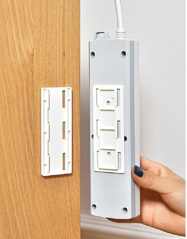 10 Pairs Adhesive Punch-Free Socket Holder, 10 Pcs Cable Clips Kit, Self Adhesive Power Strip Holder Fixator,Wall Mount-Space-Saving and Easy to Install for Remote Control Router Computer Power Strip in Kuwait