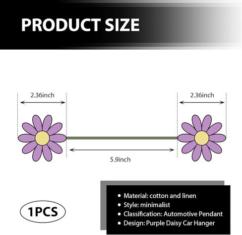1 PC Car Daisy Crochet Hanging Ornament, DIY Handmade Woven Low-Key Elegant Decoration, Cute Rearview Mirror Pendant Interior Aesthetics, Universal Interior Accessories for Most Cars (Purple) in Saudi Arabia