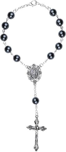 Black Auto Rosary, Daily Devotional, Rearview Mirror or Gear Shift Hanging Car Accessory, Gift Boxed, 7.5 Inches in Saudi Arabia