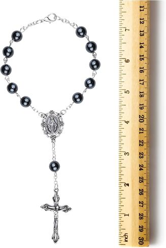 Black Auto Rosary, Daily Devotional, Rearview Mirror or Gear Shift Hanging Car Accessory, Gift Boxed, 7.5 Inches in Saudi Arabia