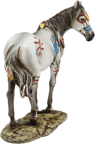 Ebros Equestrian Tribal Beauty Medicine Spirit Horse Hand Crafted Statue 8" High Native American Indian Symbols Sun Palm Feathers Stallion Animal Decor Sculpture Multicolor in Saudi Arabia