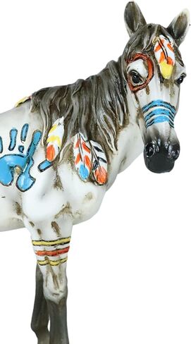 Ebros Equestrian Tribal Beauty Medicine Spirit Horse Hand Crafted Statue 8" High Native American Indian Symbols Sun Palm Feathers Stallion Animal Decor Sculpture Multicolor in Saudi Arabia