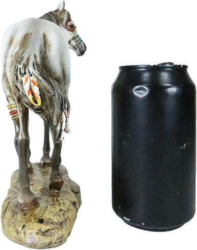 Ebros Equestrian Tribal Beauty Medicine Spirit Horse Hand Crafted Statue 8" High Native American Indian Symbols Sun Palm Feathers Stallion Animal Decor Sculpture Multicolor in Saudi Arabia