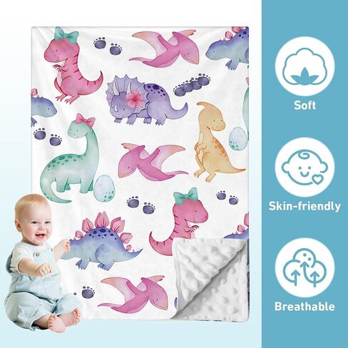 Baby Crib Bedding Set, 3 Piece Dinosaur Theme Nursery Decor Set with Baby Blanket, Fitted Crib Sheet, and Changing Pad Cover for Infants Toddlers Gifts(Fixed Size) in Saudi Arabia