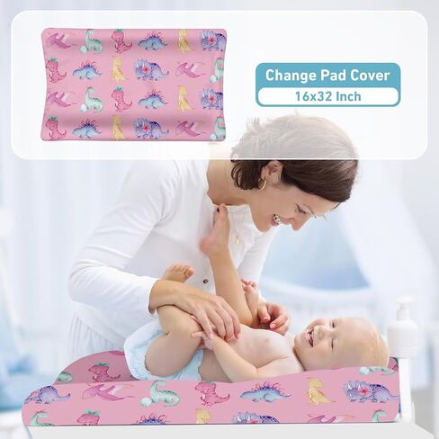 Baby Crib Bedding Set, 3 Piece Dinosaur Theme Nursery Decor Set with Baby Blanket, Fitted Crib Sheet, and Changing Pad Cover for Infants Toddlers Gifts(Fixed Size) in Saudi Arabia