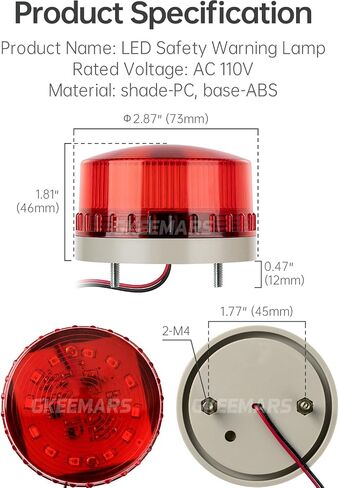 GKEEMARS Round LED Warning Lamp, No Sound AC110V Industrial Signal Flashing Light for Security (Amber) in Saudi Arabia