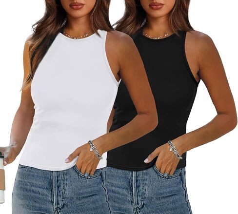 Besshopie Womens Halter Tops Summer Sleeveless Shirts Sexy High Neck Fitted Tops Racer Back Tank Tops Blouses in Saudi Arabia