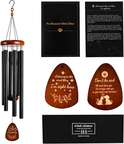 هدايا تذكارية لفقدان الحيوانات الأليفة، أجراس الرياح، هدية تعاطف الكلاب، هدايا فجيعة للكلاب في ذاكرة الكلاب والقطط والحيوانات الأليفة، أجراس الرياح السوداء لفقدان صديق فروي in Kuwait