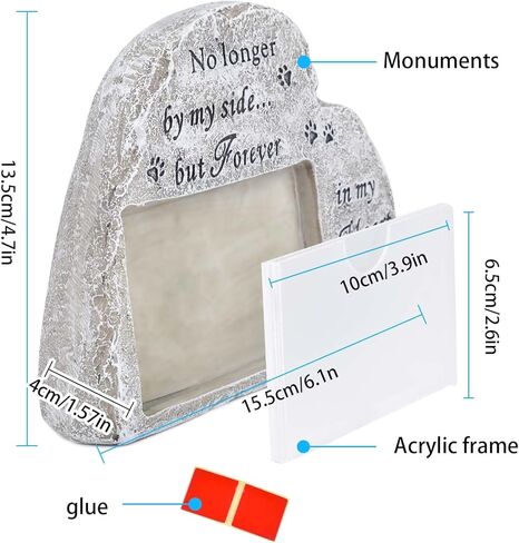 Pet Memorial Stones for Dogs, Pet Headstones for Dogs with Photo Frame, Heart Shape Dog Memorial Stone, Pet Loss Gifts, Indoor Outdoor Dog or Cat for Garden Backyard Marker Grave Tombstone in Kuwait