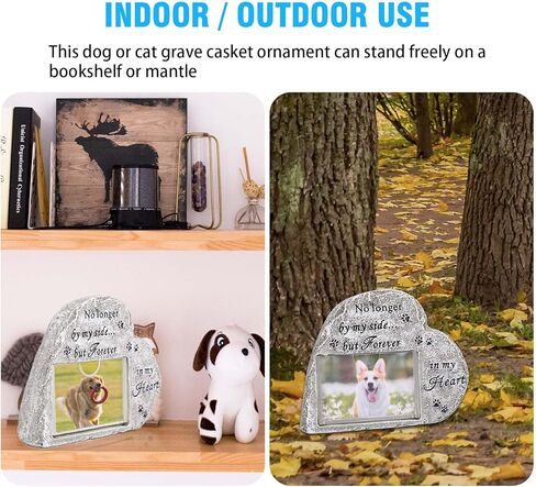 Pet Memorial Stones for Dogs, Pet Headstones for Dogs with Photo Frame, Heart Shape Dog Memorial Stone, Pet Loss Gifts, Indoor Outdoor Dog or Cat for Garden Backyard Marker Grave Tombstone in Kuwait