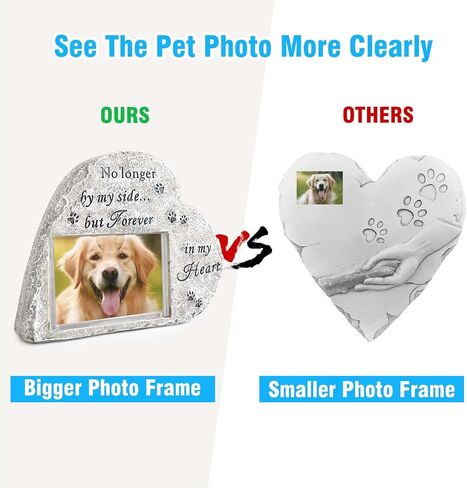 Pet Memorial Stones for Dogs, Pet Headstones for Dogs with Photo Frame, Heart Shape Dog Memorial Stone, Pet Loss Gifts, Indoor Outdoor Dog or Cat for Garden Backyard Marker Grave Tombstone in Kuwait