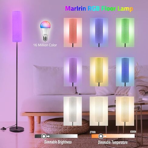 مصابيح أرضية لغرفة المعيشة، مصباح LED ذكي حديث طويل القامة متوافق مع Alexa وGoogle Home، مصباح زاوية مع عاكس الضوء من الكتان لغرفة النوم عن بعد والتحكم في تطبيق WiFi بدون خطوات قابلة للتعتيم in Saudi Arabia