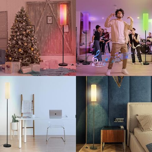 مصابيح أرضية لغرفة المعيشة، مصباح LED ذكي حديث طويل القامة متوافق مع Alexa وGoogle Home، مصباح زاوية مع عاكس الضوء من الكتان لغرفة النوم عن بعد والتحكم في تطبيق WiFi بدون خطوات قابلة للتعتيم in Saudi Arabia