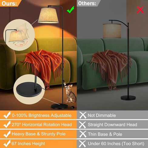 مصابيح أرضية لغرفة المعيشة، مصباح LED ذكي حديث طويل القامة متوافق مع Alexa وGoogle Home، مصباح زاوية مع عاكس الضوء من الكتان لغرفة النوم عن بعد والتحكم في تطبيق WiFi بدون خطوات قابلة للتعتيم in Saudi Arabia
