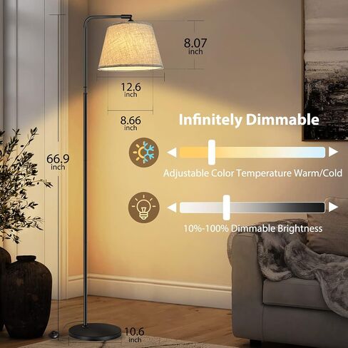 مصابيح أرضية لغرفة المعيشة، مصباح LED ذكي حديث طويل القامة متوافق مع Alexa وGoogle Home، مصباح زاوية مع عاكس الضوء من الكتان لغرفة النوم عن بعد والتحكم في تطبيق WiFi بدون خطوات قابلة للتعتيم in Saudi Arabia