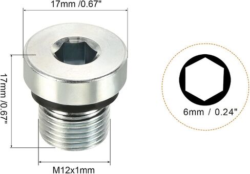 PATIKIL M12*1 Internal Hex Head Pipe Fitting Plug, 2 Pack Male Thread 45# Steel Socket Plug with Sealing Ring for Terminate Pipe Ends in Saudi Arabia