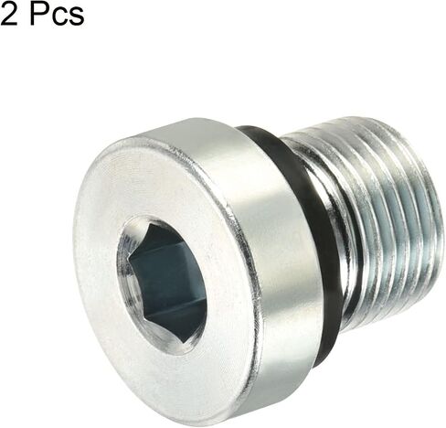 PATIKIL M12*1 Internal Hex Head Pipe Fitting Plug, 2 Pack Male Thread 45# Steel Socket Plug with Sealing Ring for Terminate Pipe Ends in Saudi Arabia