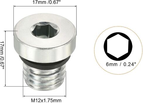 PATIKIL M12*1 Internal Hex Head Pipe Fitting Plug, 2 Pack Male Thread 45# Steel Socket Plug with Sealing Ring for Terminate Pipe Ends in Saudi Arabia